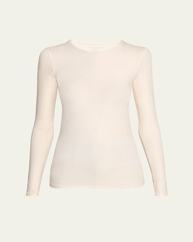 Metallic Long-Sleeve Viscose Tee